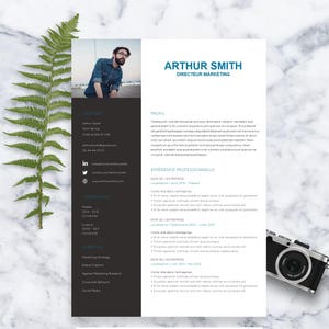 Plantilla de CV Arthur / Formato de CV / Carta de presentación / en inglés y francés / Microsoft Word / Descarga instantánea
