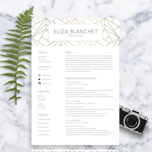Plantilla CV Eliza / Formato CV / Carta de presentación / en inglés y francés / Microsoft Word / Descarga instantánea