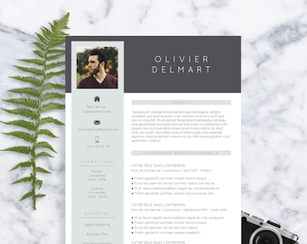 CV Template Olivier | Resume Format | Cover Letter | in English and French | Microsoft Word | Instant Download