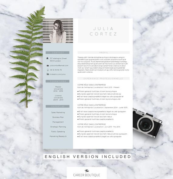 Cv Template Julia Resume Format Cover Letter In English Etsy