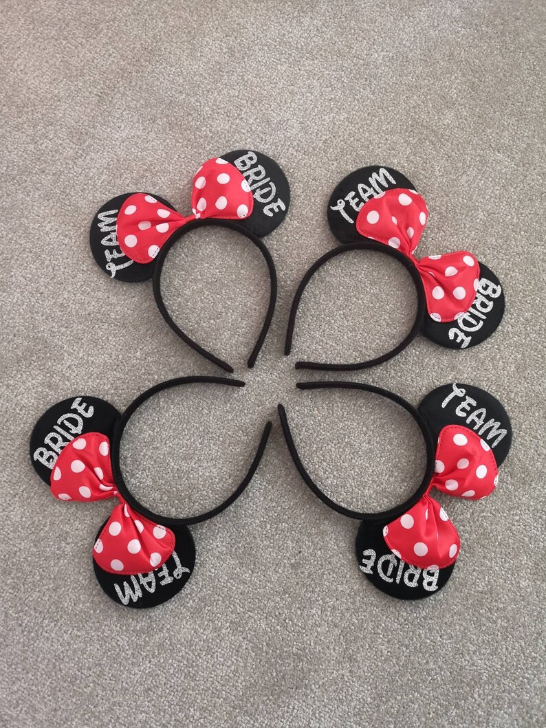 Team Bride Disney Minnie Mouse ears Bride tribe Bride Squad Favours Hen party,Batchelorette birthday party