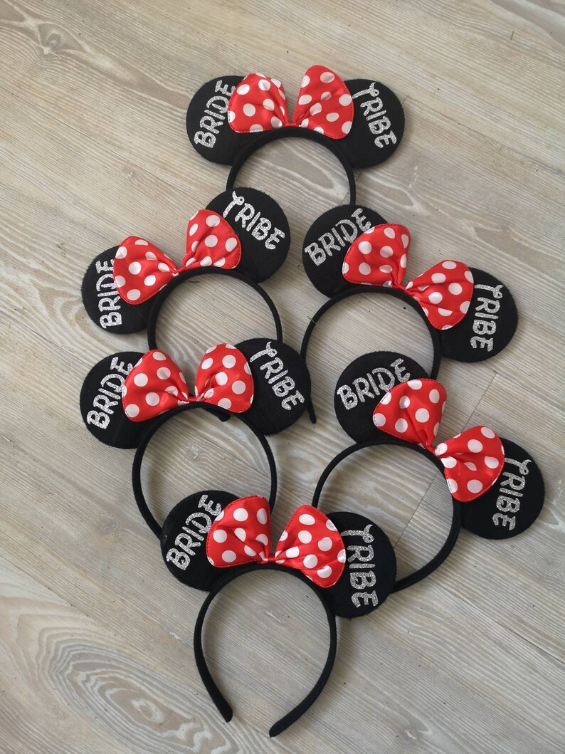 Team Bride Disney Minnie Mouse ears Bride tribe Bride Squad Favours Hen party,Batchelorette birthday party