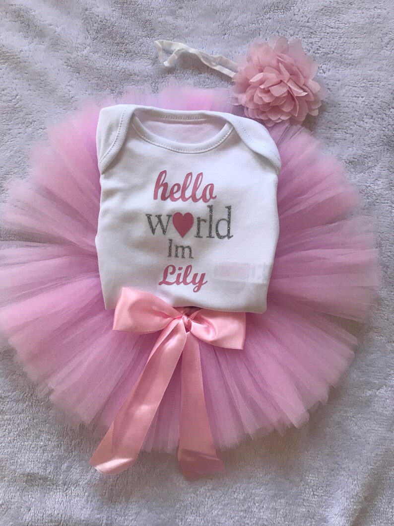 New Baby girl newborn birthday vest top bodysuit outfit pink glitter tutu and headband first outfit