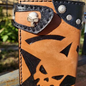 Handmade Biker Leather Wallet dark Skull Etsy