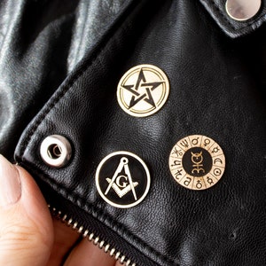 Occult Lapel Pins: Freemasonry Symbol, Pentacle, Zodiac Glyphs