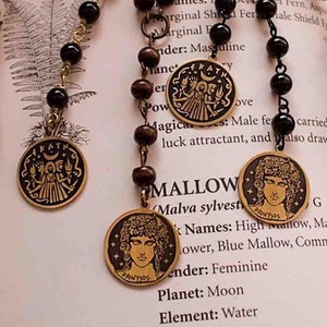Dionysus Rosary Necklace: Black Onyx Pagan Esoteric Pendant