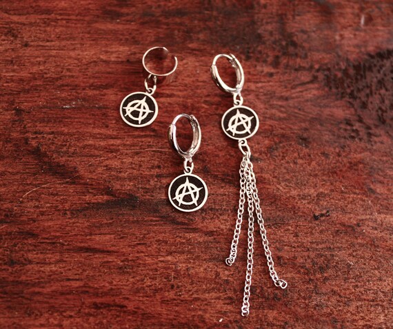 ATEEZ Anarchy Symbol Sterling Silver Charm Earring: K-pop Unisex