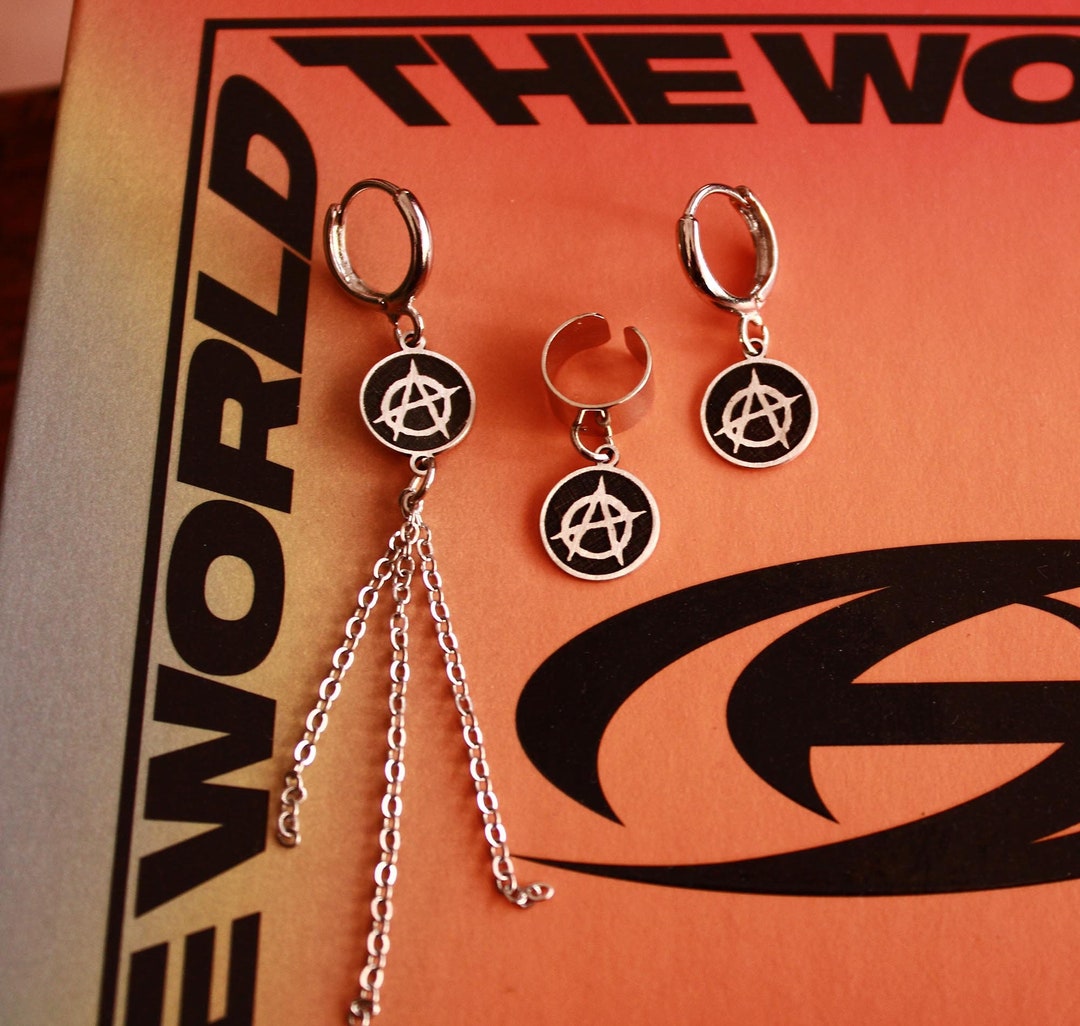 ATEEZ Anarchy Symbol Silver Charm Earring: K-pop Unisex Hoop or Cuff ...