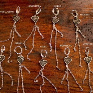 ATEEZ bias heart shaped earring hoops valentines day unisex leverback k-pop ateez sterling silver charm, the listing is for one earring