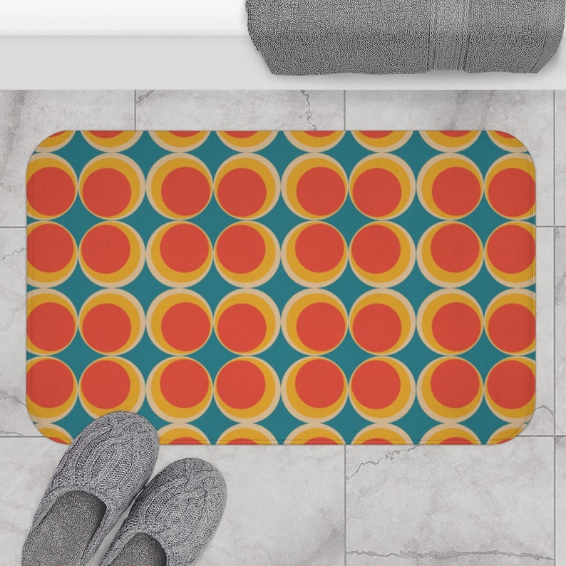 Retro bath mat rug mcm bathroom mid century modern decor Etsy
