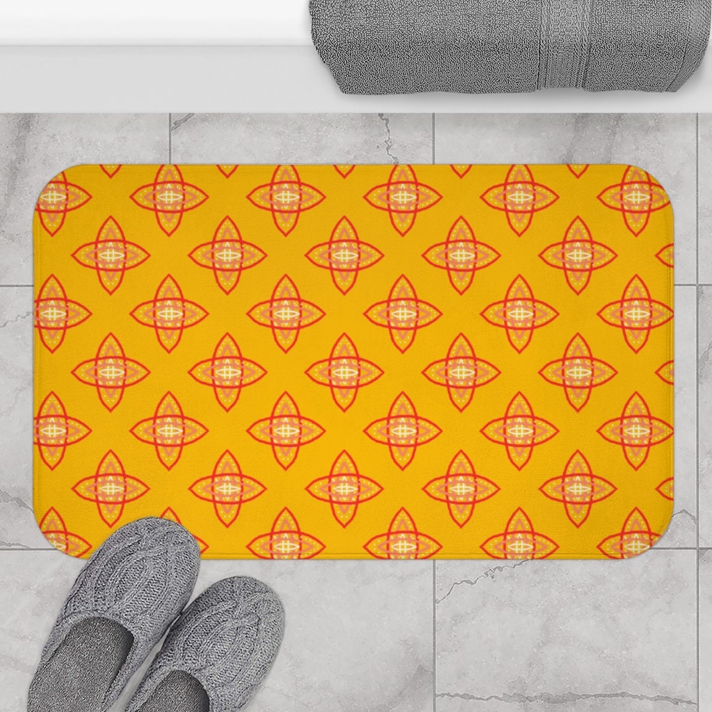 Mustard retro bath mat mcm bathroom decor unique bath Etsy