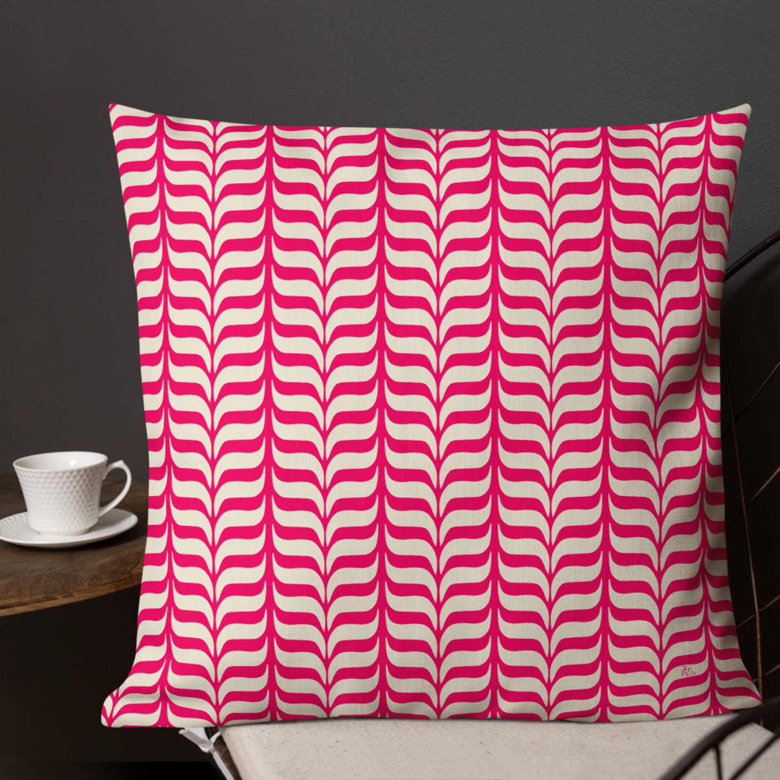 Mid century modern pillow cover 18x18 mcm pillow hot pink Etsy