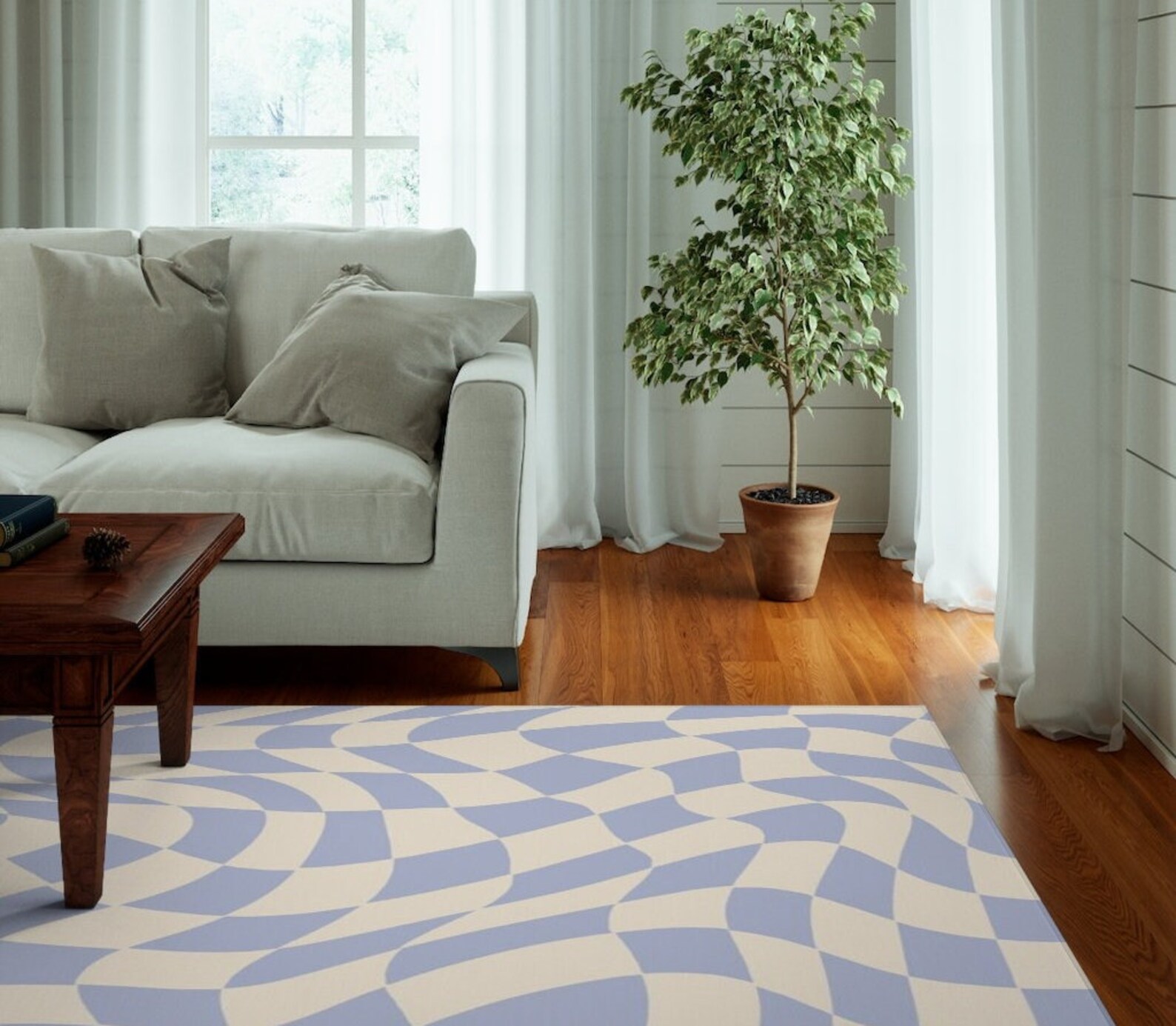 Retro Rug for Bedroom Groovy Rugs for Living Room Checkered Etsy