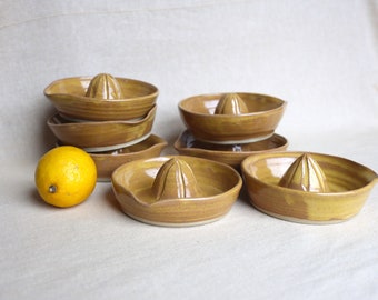 Ceramic Lemon Squeezer Wheel Thrown in Mustard Glaze