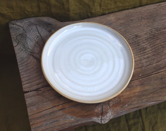 Ceramic Side Plate in Dolomite White Wheel-thrown Handmade