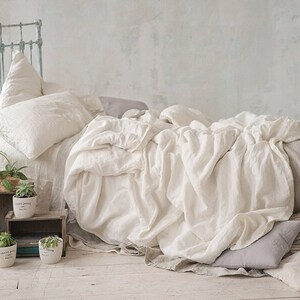 Linen DUVET COVER White comforter cover pure linen image 1