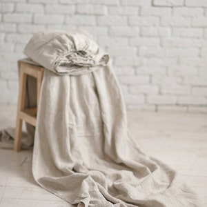 Linen bedding Natural Grey Linen Flat Sheet Eco friendly image 5