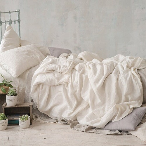 White Duvet Cover White Comforter White Linen Duvet Cover Etsy