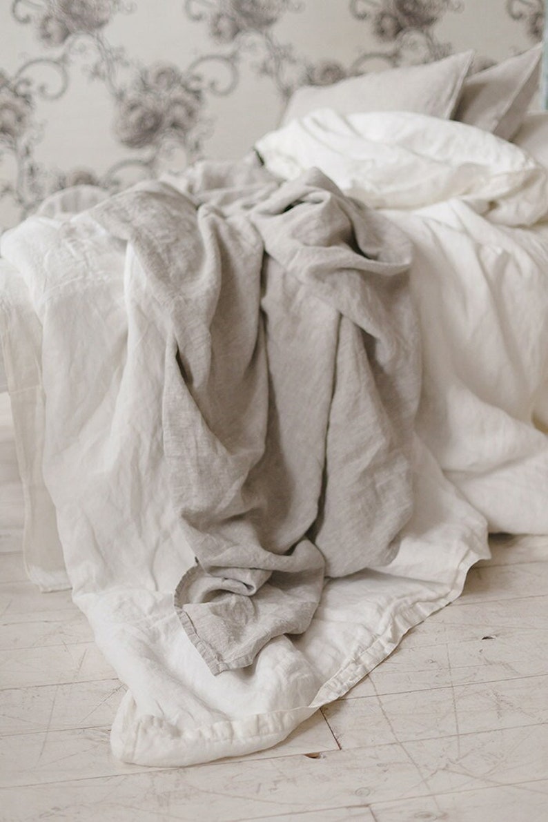 Linen bedding Natural Grey Linen Flat Sheet Eco friendly image 1