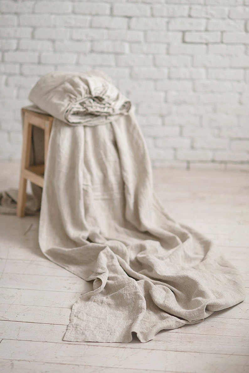 Linen bedding Natural Grey Linen Flat Sheet Eco friendly image 5