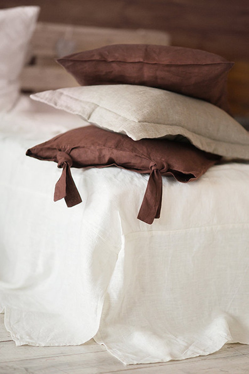 Linen DUVET COVER Set Brown Chocolate Custom size image 7