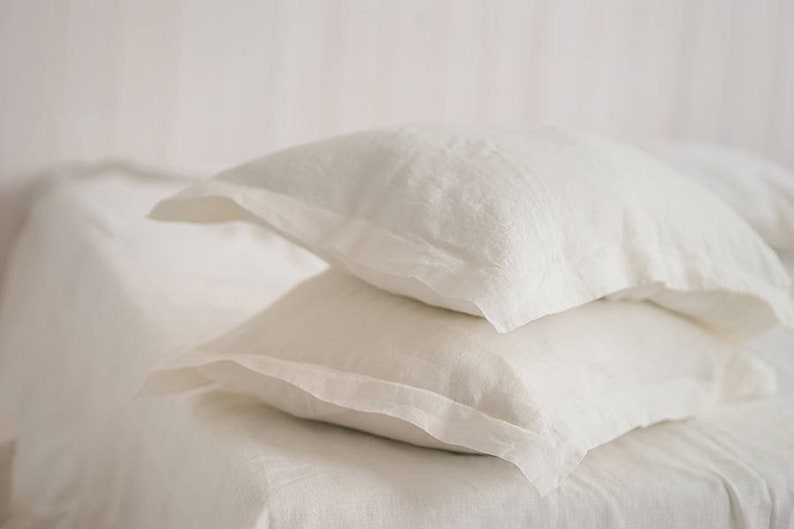 White Linen Pillowcase Oxford Stone White Linen Oxford Pillowcase, King