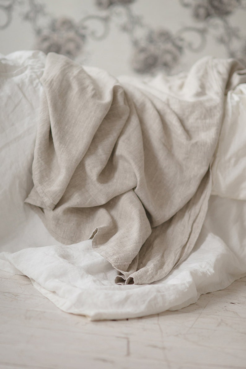 Linen bedding Natural Grey Linen Flat Sheet Eco friendly image 3