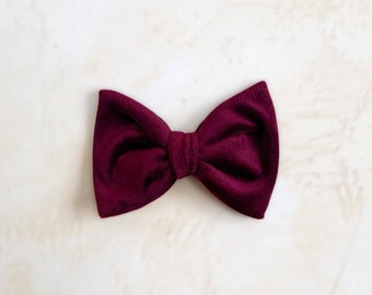 Plum color velvet hair ribbon for girls, Classic velour hair bow, Matching hair bow, Gift for girl