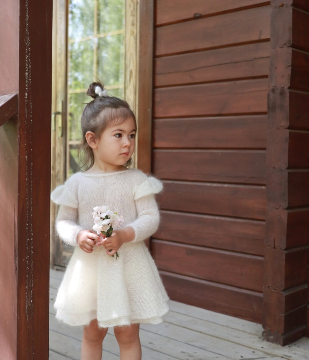 Winter Baptism Dress for Baby Girl, First Communion Dress, Christening Dress, First Communion