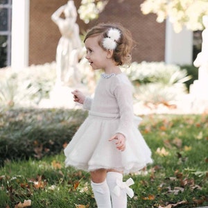 Knit baptism dress for baby girl, baby christening dress, first communion dress, knitted winter dress for toddler