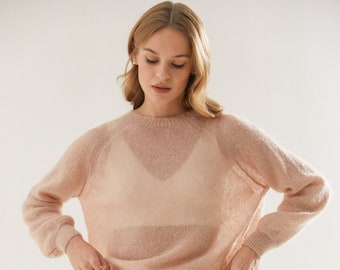 Mohair Sweater, Powdery Sweater, Gossamer Sweater, Weightless Sweater, Romantic, Spring Sweater, Doll Sweater, Feminine Image, Mesh Sweater