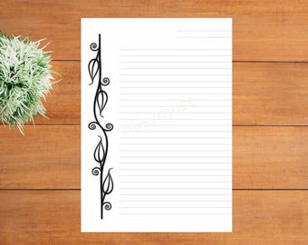 printable lined paper vintage border paper elegant printable etsy