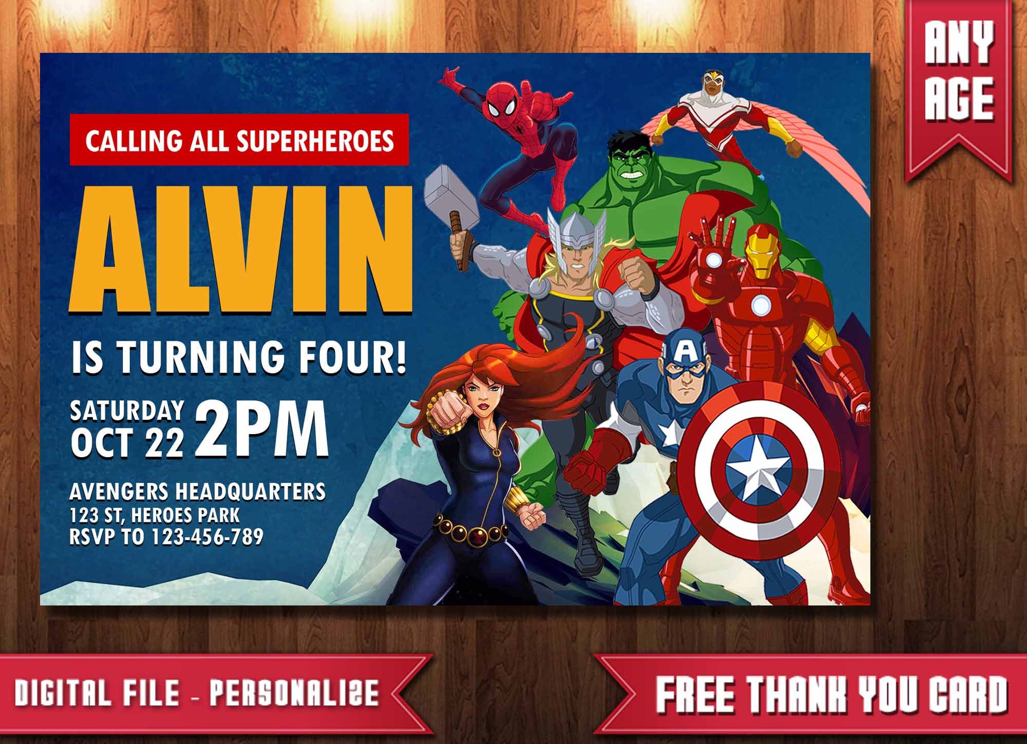 Avengers Invitation Avengers Party Invite Avengers Birthday | Etsy