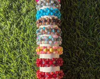 Handmade Glass Bead Bracelets - Dainty & Colorful Stackable Everyday Jewelry