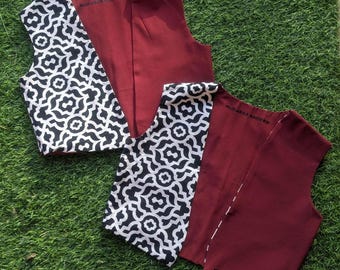 Hand Crafted Red and Black Reversible Vests