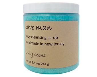 Cave Man Body Cleansing Scrub: Natural Body Scrub - Clove- Bergamot- Orange- Lavender- Sugar Scrub- Masculine- Gift for Him