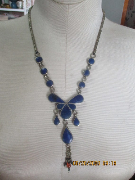 Vintage Natural Lapis Lazuli Pendant Necklace