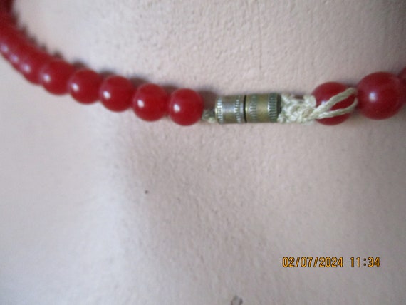 Vintage 1930s 40s Red Bakelite Necklace - image 7