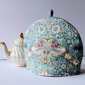Aqua William Morris Strawberry Thief Tea Cosy: Double Insulated Six-Cup Teapot Cover
