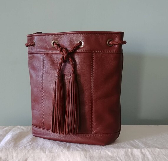 leather crossbody bucket bag