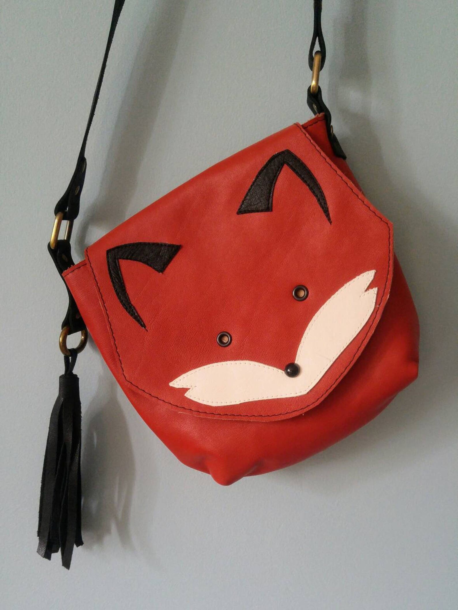 Custom Made Leather Fox Crossbody Purse Handbag Handmade in Etsy