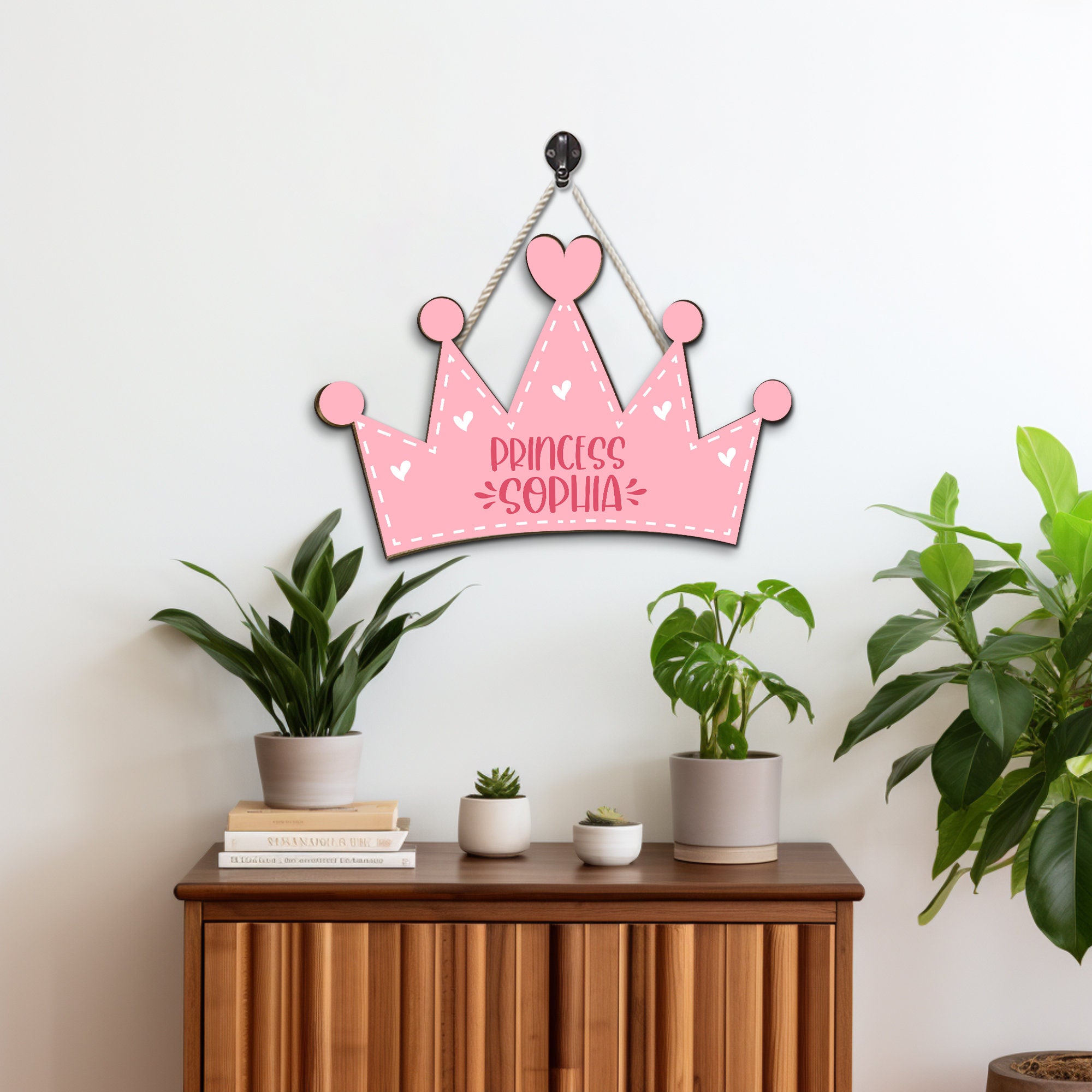 Princess Crown Room Sign, Wood Cutout Design, Kid Room Door Plaque ...