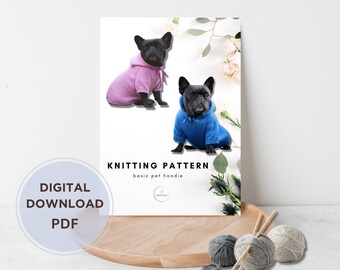 Knitting pattern PDF French Bulldog sweater, Pet hoodie, Dog sveater, Pug sweater, Devon rex sweater, Sphynx sweater
