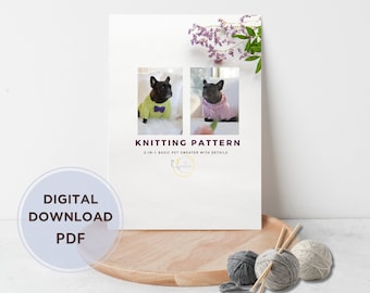 Knitting pattern PDF French bulldog sweater with details, Dog sweater, Pug sweater, Devon rex  sweater, Sphynx sweater