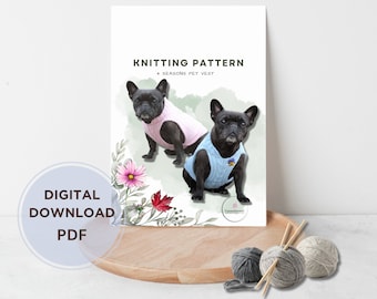 Knitting pattern PDF French Bulldog sweater, Dog vest, Pug sweater, Devon rex sweater, Sphynx sweater