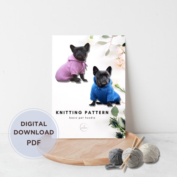 Knitting pattern PDF French Bulldog sweater, Pet hoodie, Dog sveater, Pug sweater, Devon rex sweater, Sphynx sweater