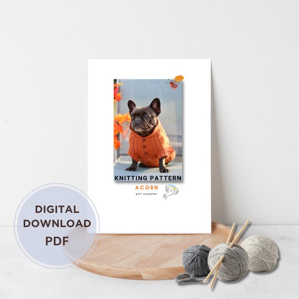 Knitting pattern PDF French Bulldog  sweater with collar, Dog sweater, Pug sweater, Devon rex  sweater, Sphynx sweater