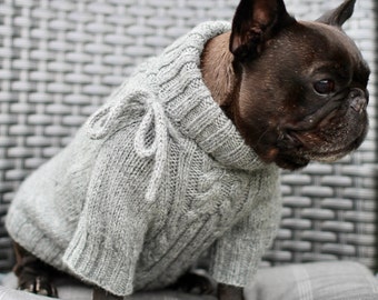 French bulldog wool  sweater, French bulldog winter coat, Dog winter coat, Hand knitted dog sweater
