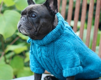 French bulldog wool  sweater, French bulldog winter coat, Dog winter coat, Hand knitted dog sweater