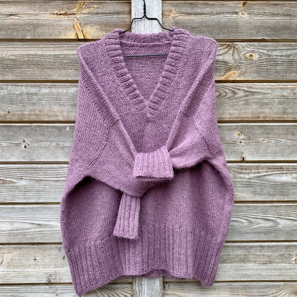 Relaxed  mohair alpaca sweater for women , Loose knit mohair pullover, Oversized alpaca mohair sweater, Handknit pullover for woman